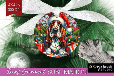 Irish Basset Hound Funny Dog Christmas Ornament PNG Sublimation OrangeBrushStudio 