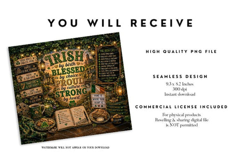 Irish by Birth Blessed Tumbler Wrap Sublimation BijouBay 