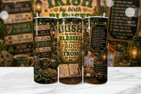 Irish by Birth Blessed Tumbler Wrap Sublimation BijouBay 