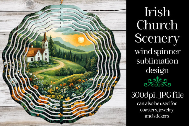 Irish Church Wind Spinner, St Patrick's Day Wind Spinner, w3 Sublimation Designing with Marlo 