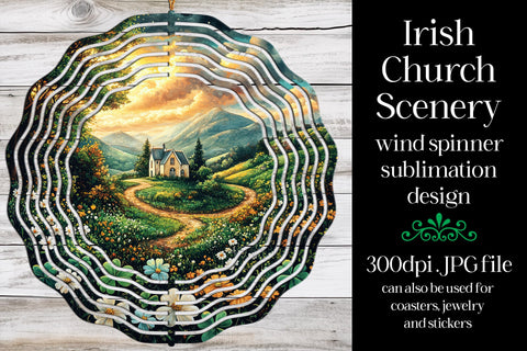 Irish Church Wind Spinner, St Patrick's Day Wind Spinner, w6 Sublimation Designing with Marlo 