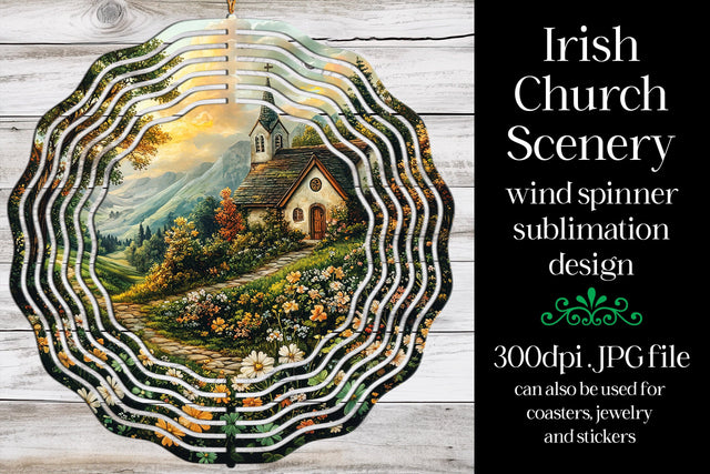 Irish Church Wind Spinner, St Patrick's Day Wind Spinner, w7 Sublimation Designing with Marlo 