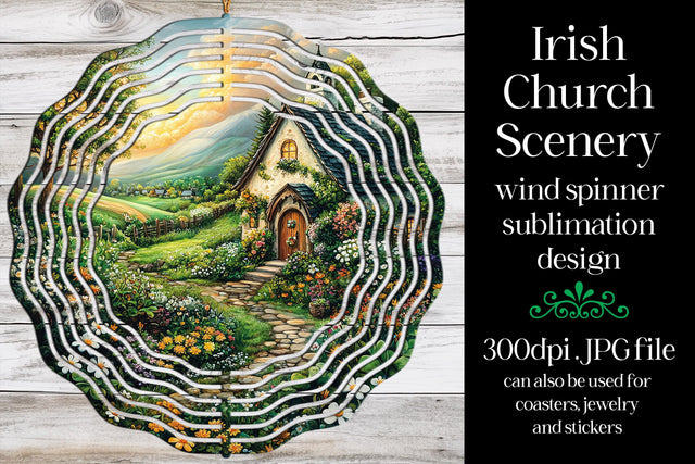 Irish Church Wind Spinner, St Patrick's Day Wind Spinner, w8 Sublimation Designing with Marlo 