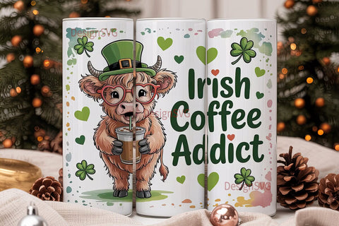 Irish Coffee Cow 20oz Tumbler Wrap Sublimation DesignSVG 