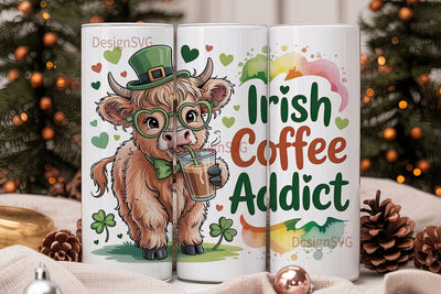 Irish Coffee Cow 20oz Tumbler Wrap Sublimation DesignSVG 