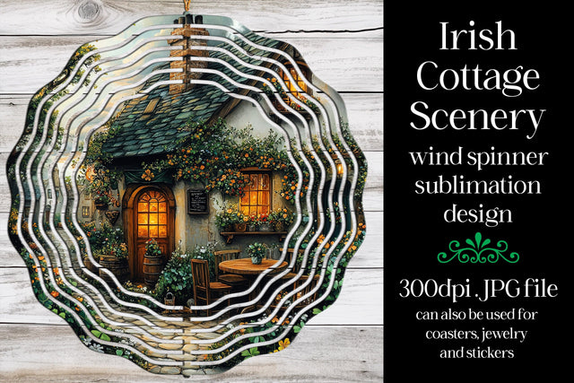 Irish Cottage Wind Spinner, St Patrick's Day Wind Spinner, w10 Sublimation Designing with Marlo 