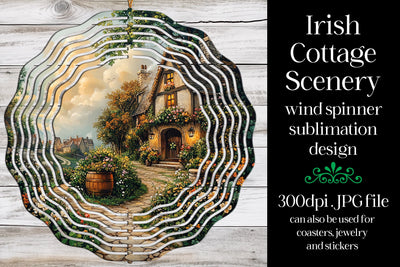 Irish Cottage Wind Spinner, St Patrick's Day Wind Spinner, w3 Sublimation Designing with Marlo 