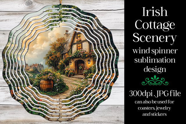 Irish Cottage Wind Spinner, St Patrick's Day Wind Spinner, w3 Sublimation Designing with Marlo 