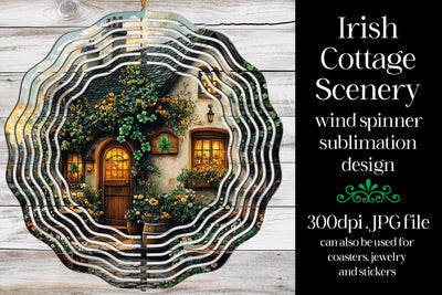 Irish Cottage Wind Spinner, St Patrick's Day Wind Spinner, w4 Sublimation Designing with Marlo 
