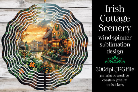 Irish Cottage Wind Spinner, St Patrick's Day Wind Spinner, w5 Sublimation Designing with Marlo 