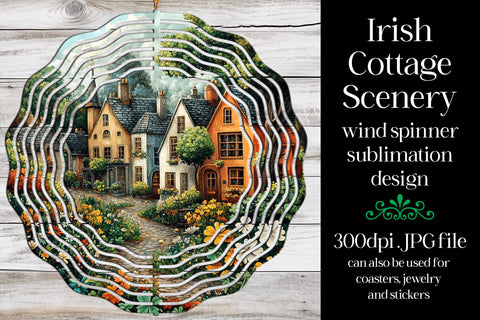 Irish Cottage Wind Spinner, St Patrick's Day Wind Spinner, w6 Sublimation Designing with Marlo 