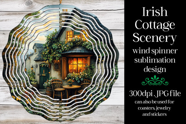 Irish Cottage Wind Spinner, St Patrick's Day Wind Spinner, w8 Sublimation Designing with Marlo 
