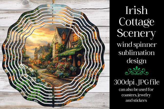Irish Cottage Wind Spinner, St Patrick's Day Wind Spinner, w9 Sublimation Designing with Marlo 