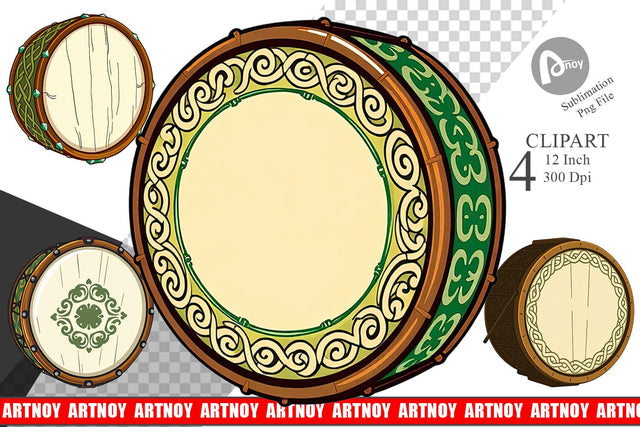 Irish Drum Clipart Sublimation artnoy 