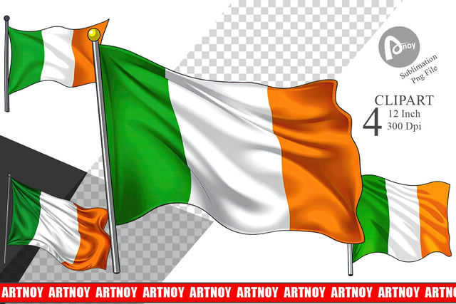 Irish Flag Clipart Sublimation artnoy 