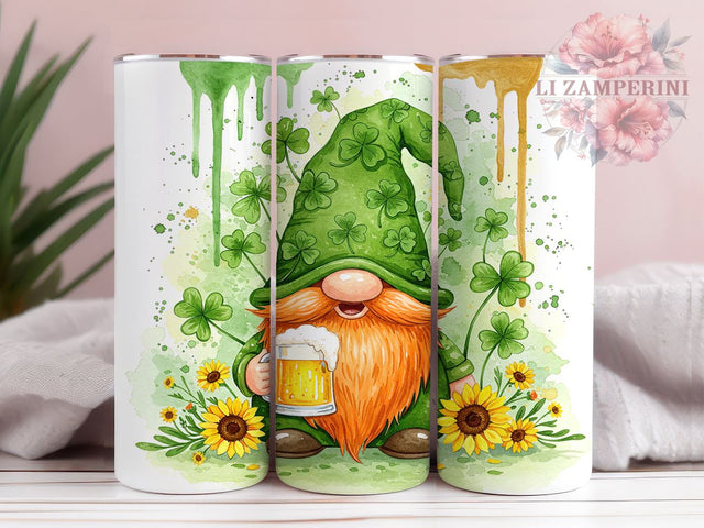 Irish Gnome 20oz Tumbler Wrap, St Patrick's Day, Gnome Tumbler, 20oz Wrap, Sublimation Design, Irish Decor, Gnome Lover Gift, Holiday Drinkware Sublimation Li Zamperini 