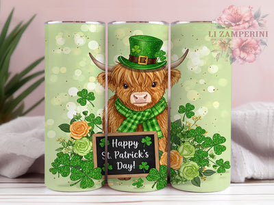Irish Highland Cow 20oz Tumbler Wrap, St Patrick's Day, Highland Cow, 20oz Tumbler, Tumbler Wrap, Sublimation Design, Irish Cow, Holiday Drinkware Sublimation Li Zamperini 