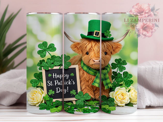 Irish Highland Cow 20oz Tumbler Wrap, St Patrick's Day, Highland Cow, 20oz Tumbler, Tumbler Wrap, Sublimation Design, Irish Cow, Holiday Drinkware Sublimation Li Zamperini 