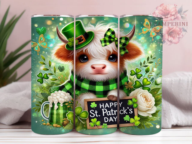 Irish Highland Cow 20oz Tumbler Wrap, St Patrick's Day, Highland Cow, 20oz Tumbler, Tumbler Wrap, Sublimation Design, Irish Cow, Holiday Drinkware Sublimation Li Zamperini 