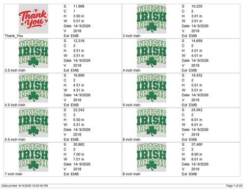 Irish Irish Irish Embroidery Design – Shamrock St Patrick’s Day Green Varsity Machine Embroidery File Embroidery/Applique DESIGNS PatternFeed8 