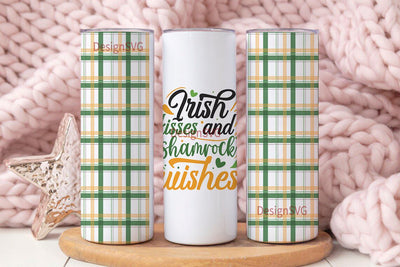 Irish Kisses Shamrock Wishes 20oz Skinny Sublimation Tumbler Design, St Patrick Sublimation Design, St Patrick's Day Tumbler Download Sublimation DesignSVG 