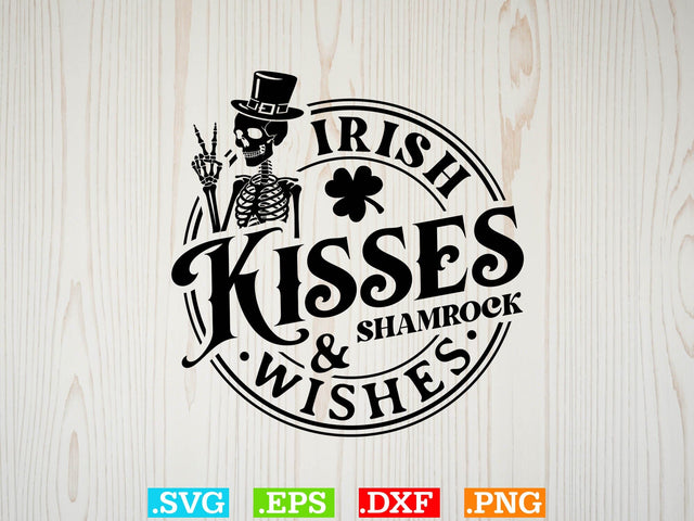 Irish Kisses & Shamrock Wishes Gift T-shirt Design SVG Creativeart88 