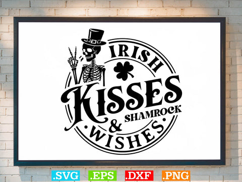 Irish Kisses & Shamrock Wishes Gift T-shirt Design SVG Creativeart88 