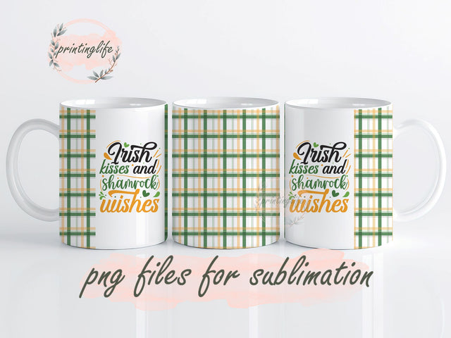 Irish Kisses Shamrock Wishes - Saint Patrick's Day Mug Wrap Design, Instant Digital Design Download Mug Wrap Design, Mug Design PNG Sublimation PrintingLife 