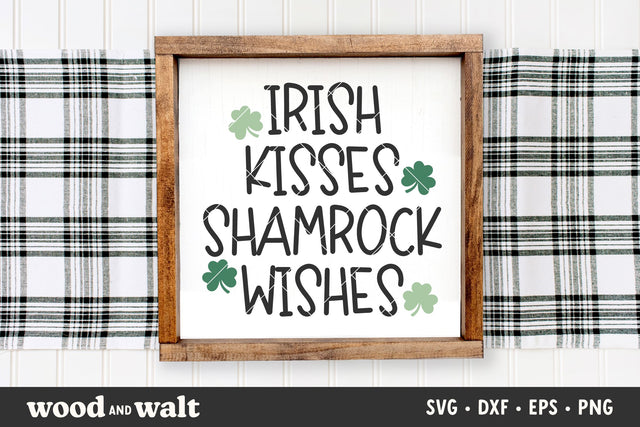 Irish Kisses Shamrock Wishes SVG | St Patrick's SVG SVG Wood And Walt 
