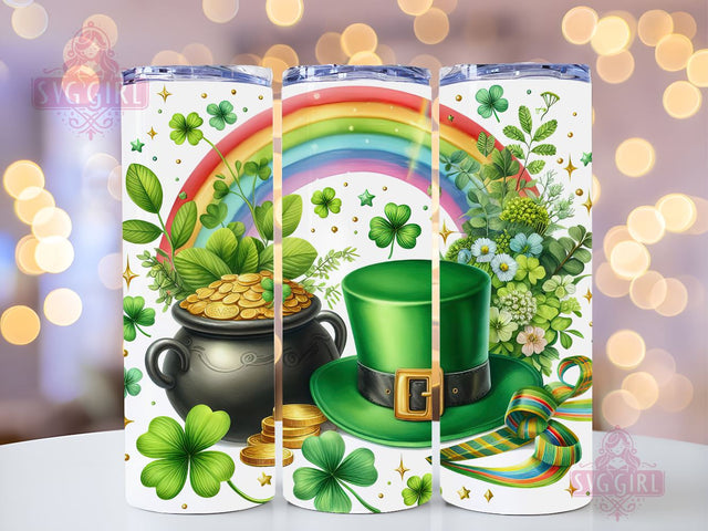 Irish Rainbow Clovers 20oz Tumbler Wrap Sublimation Design, Straight Tapered Tumbler Wrap, St Patricks Day Tumbler Png, Instant Digital Download Sublimation SvggirlplusArt 