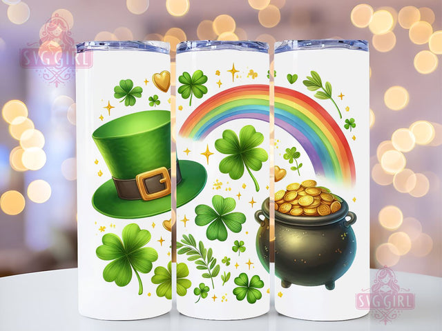 Irish Rainbow Clovers 20oz Tumbler Wrap Sublimation Design, Straight Tapered Tumbler Wrap, St Patricks Day Tumbler Png, Instant Digital Download Sublimation SvggirlplusArt 