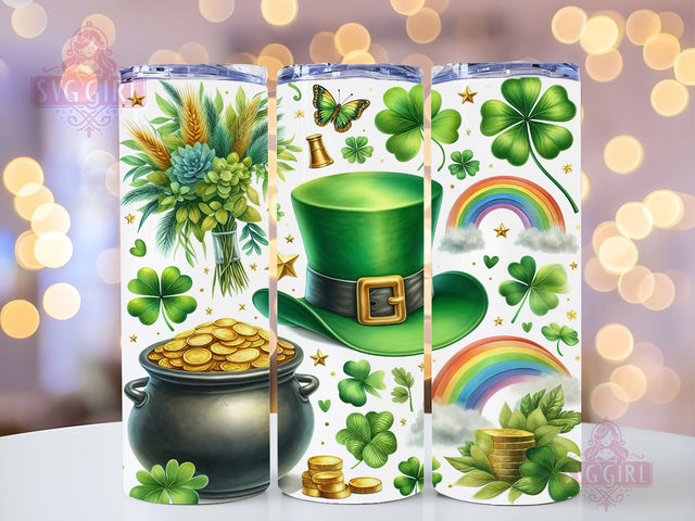 Irish Rainbow Clovers 20oz Tumbler Wrap Sublimation Design, Straight Tapered Tumbler Wrap, St Patricks Day Tumbler Png, Instant Digital Download Sublimation SvggirlplusArt 