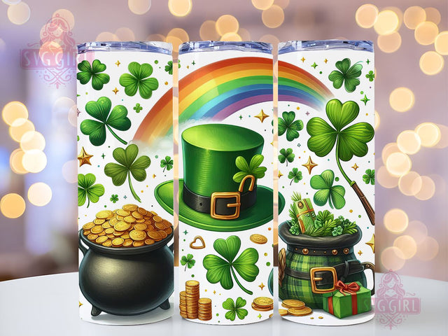 Irish Rainbow Clovers 20oz Tumbler Wrap Sublimation Design, Straight Tapered Tumbler Wrap, St Patricks Day Tumbler Png, Instant Digital Download Sublimation SvggirlplusArt 