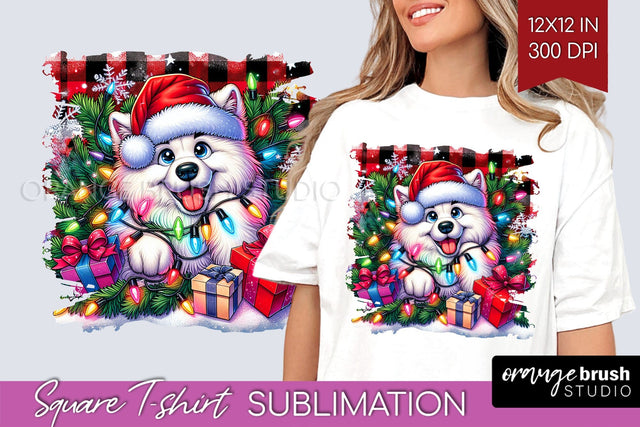 Irish Samoyed Christmas Dog Square Tshirt PNG Sublimation OrangeBrushStudio 