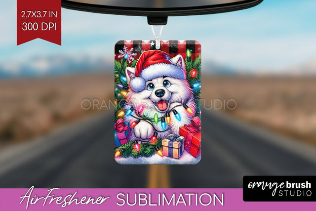 Irish Samoyed Funny Christmas Dog Air Freshener Sublimation OrangeBrushStudio 