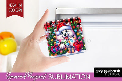 Irish Samoyed Funny Christmas Dog Magnet PNG Sublimation OrangeBrushStudio 