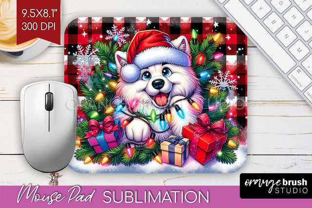 Irish Samoyed Funny Christmas Dog Mouse Pad PNG Sublimation OrangeBrushStudio 