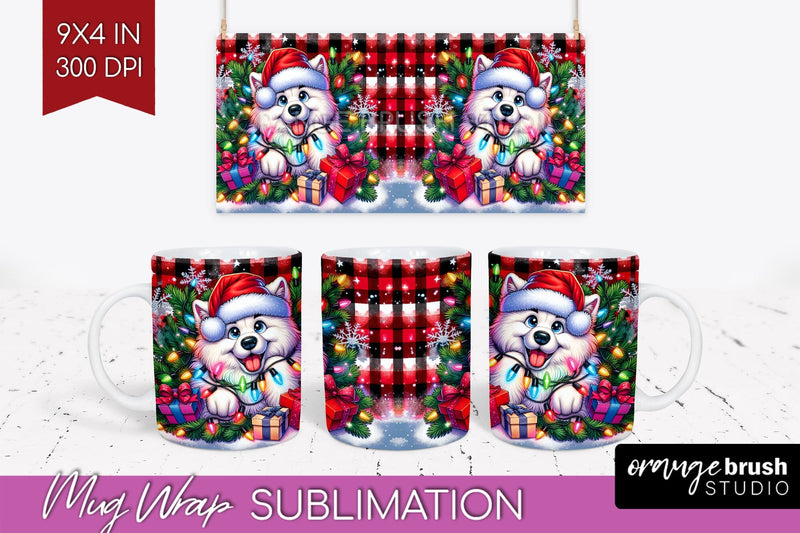 Irish Samoyed Funny Christmas Dog Mug Wrap PNG Sublimation OrangeBrushStudio 