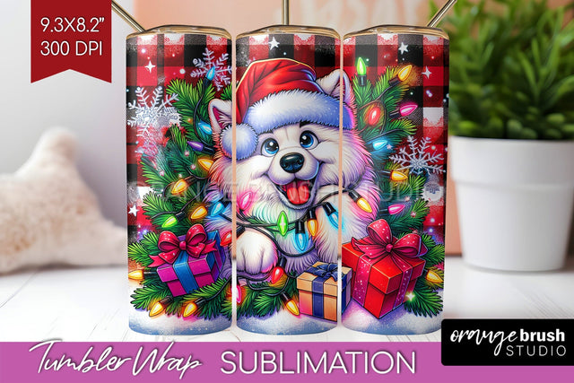 Irish Samoyed Funny Christmas Dog Tumbler Wrap Sublimation OrangeBrushStudio 