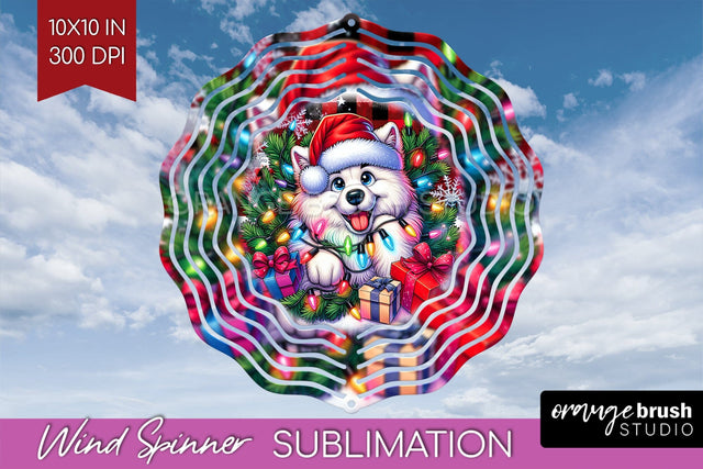 Irish Samoyed Funny Christmas Dog Wind Spinner Sublimation OrangeBrushStudio 