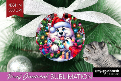 Irish Samoyed Funny Dog Christmas Ornament PNG Sublimation OrangeBrushStudio 