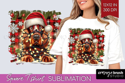 Irish Setter Christmas Dog Square Tshirt PNG Sublimation OrangeBrushStudio 