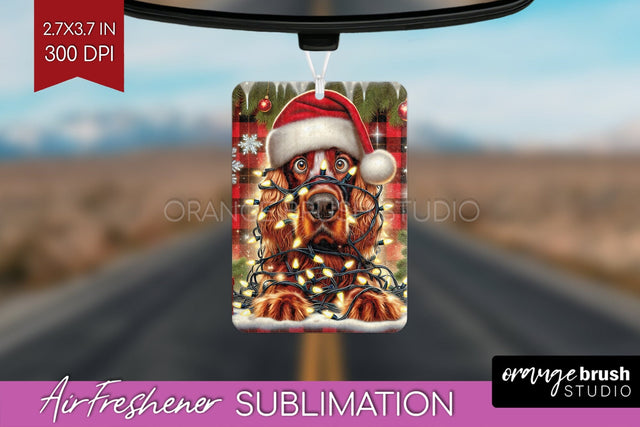 Irish Setter Funny Christmas Dog Air Freshener Sublimation OrangeBrushStudio 