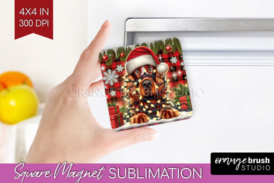 Irish Setter Funny Christmas Dog Magnet PNG Sublimation OrangeBrushStudio 
