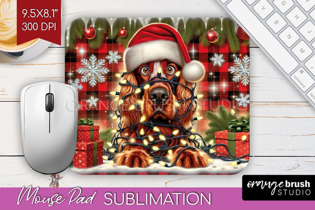 Irish Setter Funny Christmas Dog Mouse Pad PNG Sublimation OrangeBrushStudio 