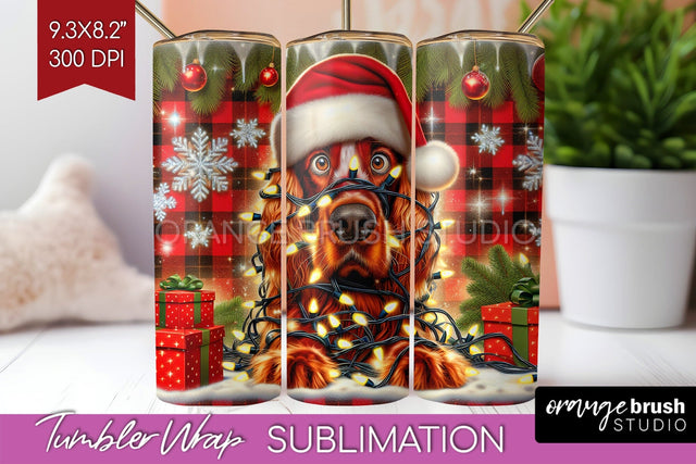 Irish Setter Funny Christmas Dog Tumbler Wrap Sublimation OrangeBrushStudio 