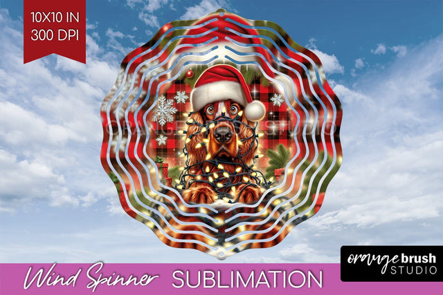 Irish Setter Funny Christmas Dog Wind Spinner Sublimation OrangeBrushStudio 