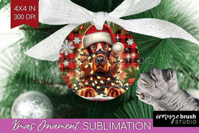 Irish Setter Funny Dog Christmas Ornament PNG Sublimation OrangeBrushStudio 
