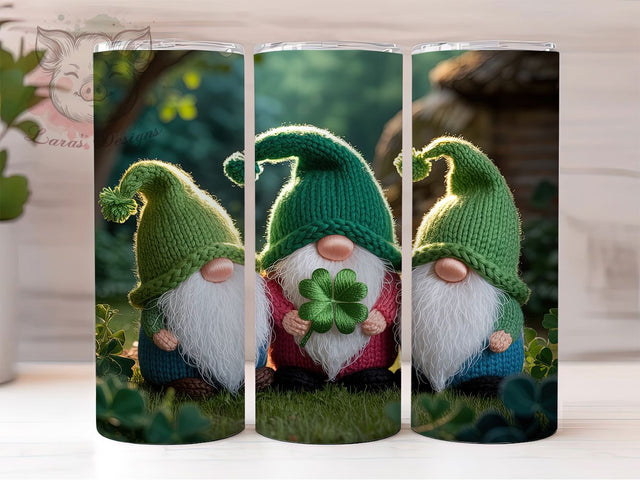 Irish Shamrock Gnome Tumbler, St Patrick’s Tumbler, Stylish 20oz Wrap, Sublimation Design, Trendy Gift Idea, Shamrock Gnome Wrap, Festive Irish Tumbler Sublimation Lara' s Designs 