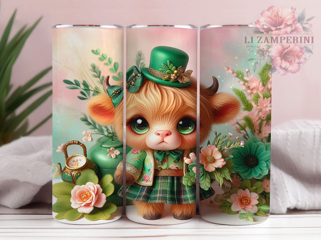 Irish Shamrock Highland Cow Tumbler, Shamrock Cow Tumbler, Stylish 20oz Wrap, Sublimation Design, Trendy Gift Idea, Irish Cow Wrap, Lucky Shamrock Tumbler Sublimation Li Zamperini 